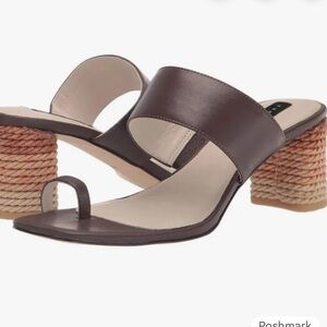 New Sanctuary Bold Mocha Brown Rope Square Toe Ombré Heels size 8